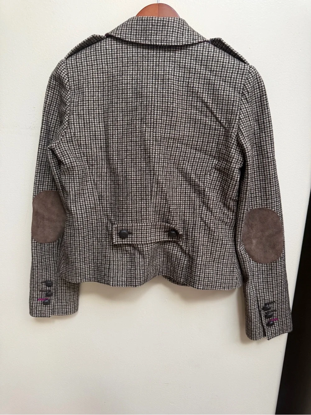 Cole Haan Houndstooth Peacoat Jacket - Brown & Cream